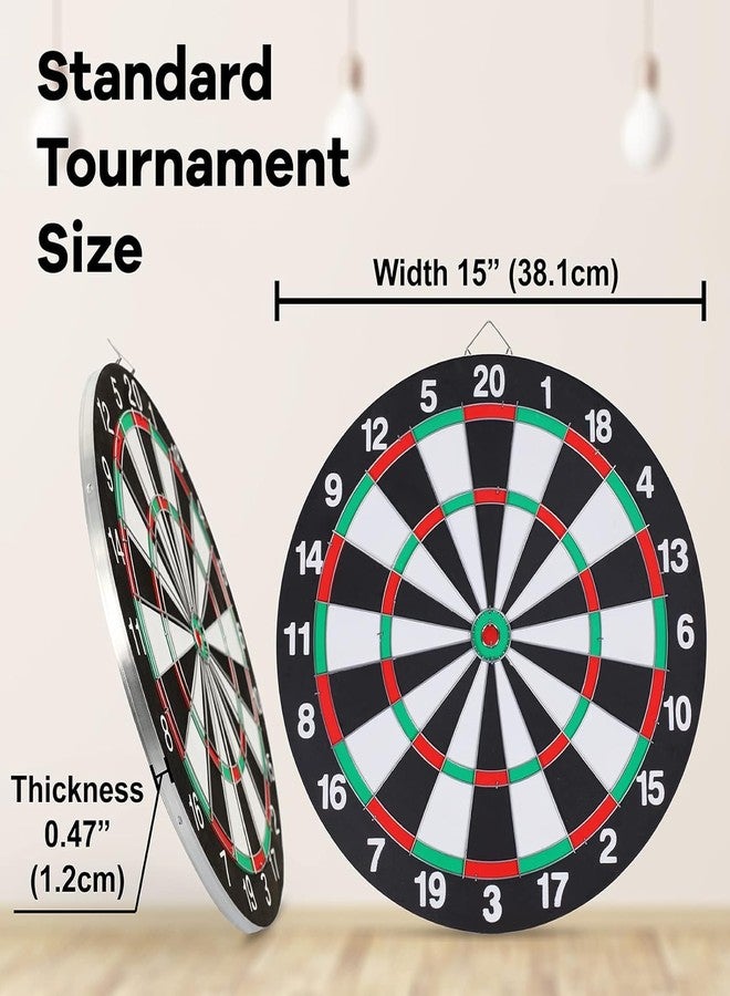 STRIVE FIT Strivefit 15'' Wooden Double Sided Professional Dart Boards for Adults and Kids, Man Cave Stuff Outdoor Game with 6 Steel Tip Darts, Indoor Leisure Sport in Office, Family. - Image 2